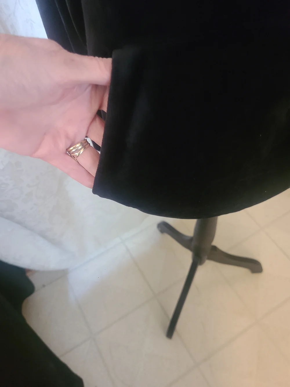 GreenTea Black Velvet Drawstring Cowl Sweater
